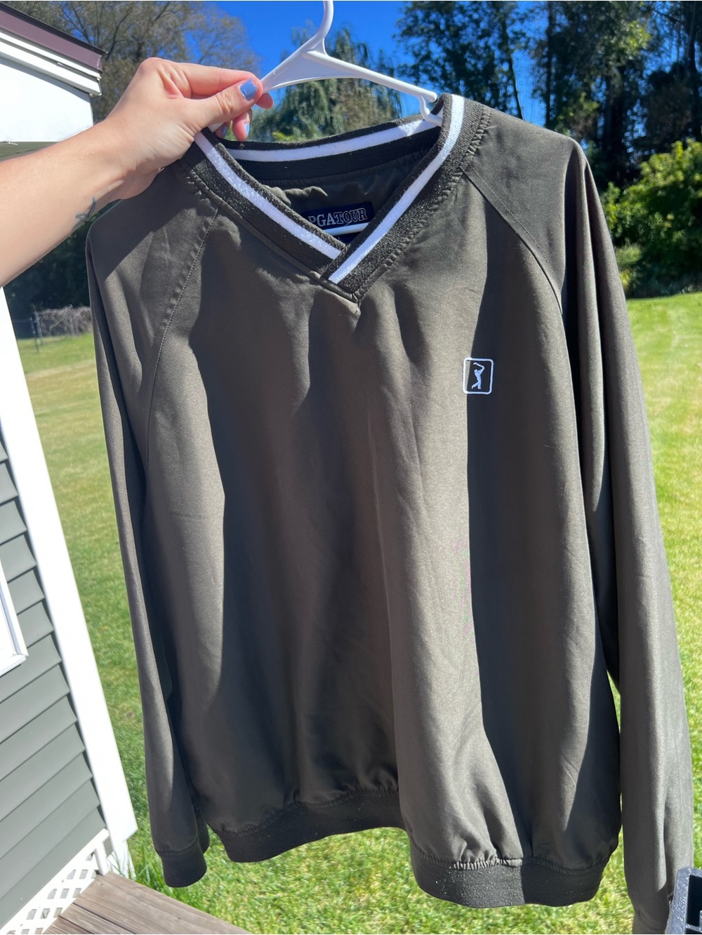 PGA Tour Men's Green V-Neck Pullover Golf Windbreaker Jacket Large